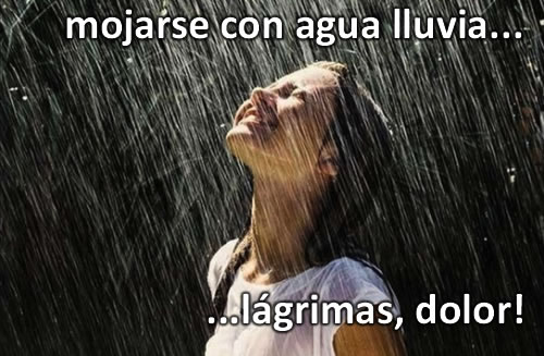 Mojarse con agua lluvia: Lágrimas, dolor.