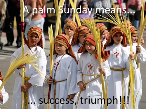 A plam sunday is the symbol for triumph, success.